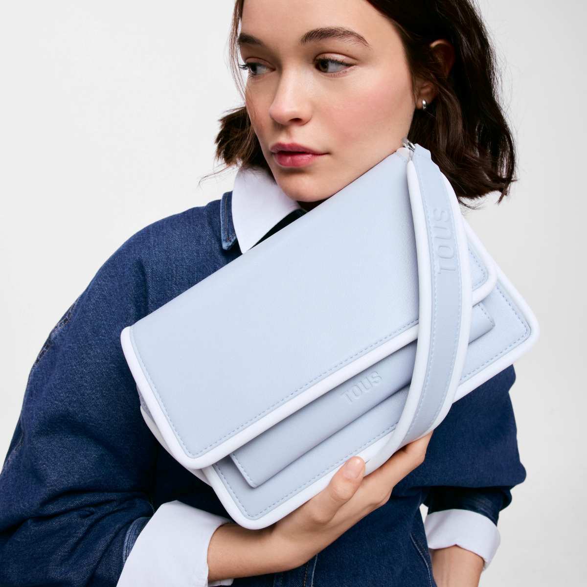 Bandolera mediana rosa oscuro Audree Pipings de TOUS