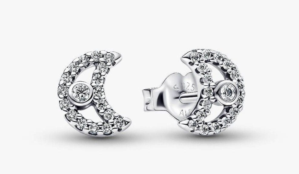 Pendientes de Botón Luna Brillante de Pandora