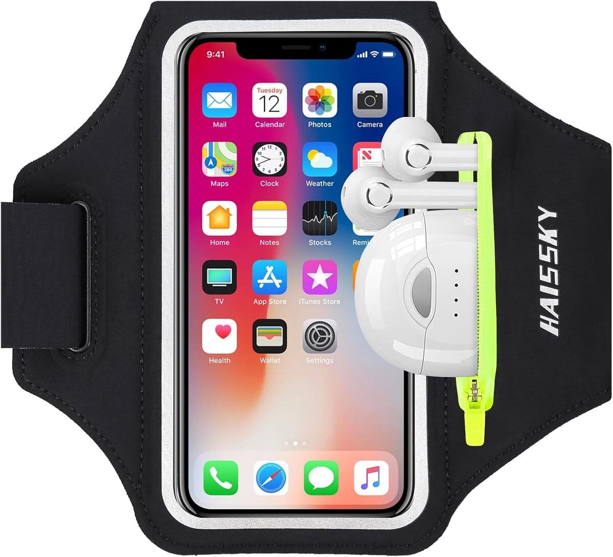 Brazalete deportivo para correr con bolsa de auriculares, HAISSKY