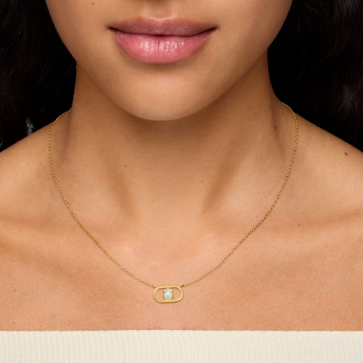 Collar baño de oro 18 kt sobre plata y amazonita Camille de Tous