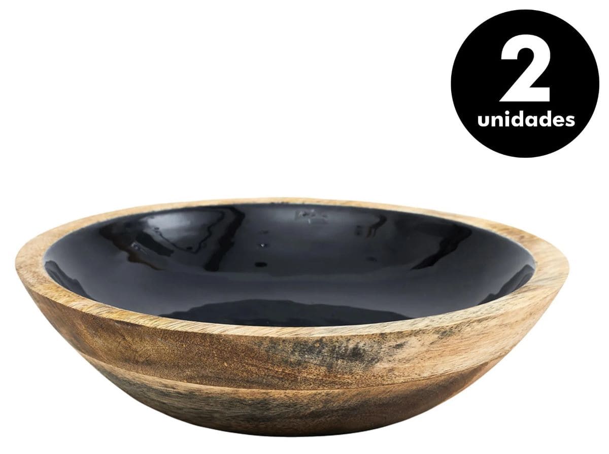 Pack de 2 boles ensaladeras XL de madera Black Forest, THE HOME DECO FACTORY