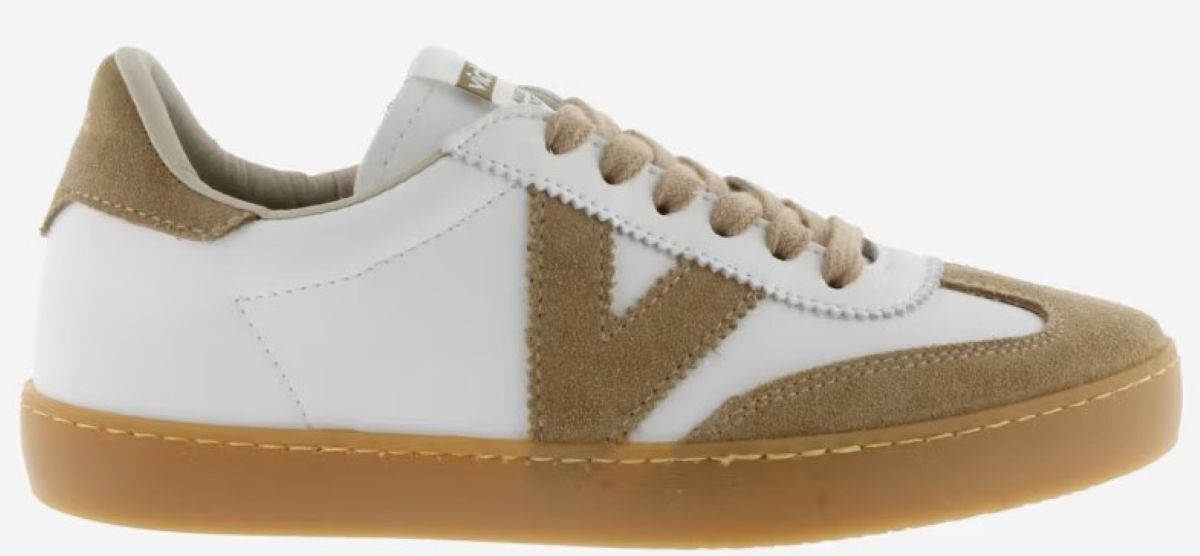 Zapatillas Victoria con piezas de serraje en contraste y cordones al tono de El Corte Inglés