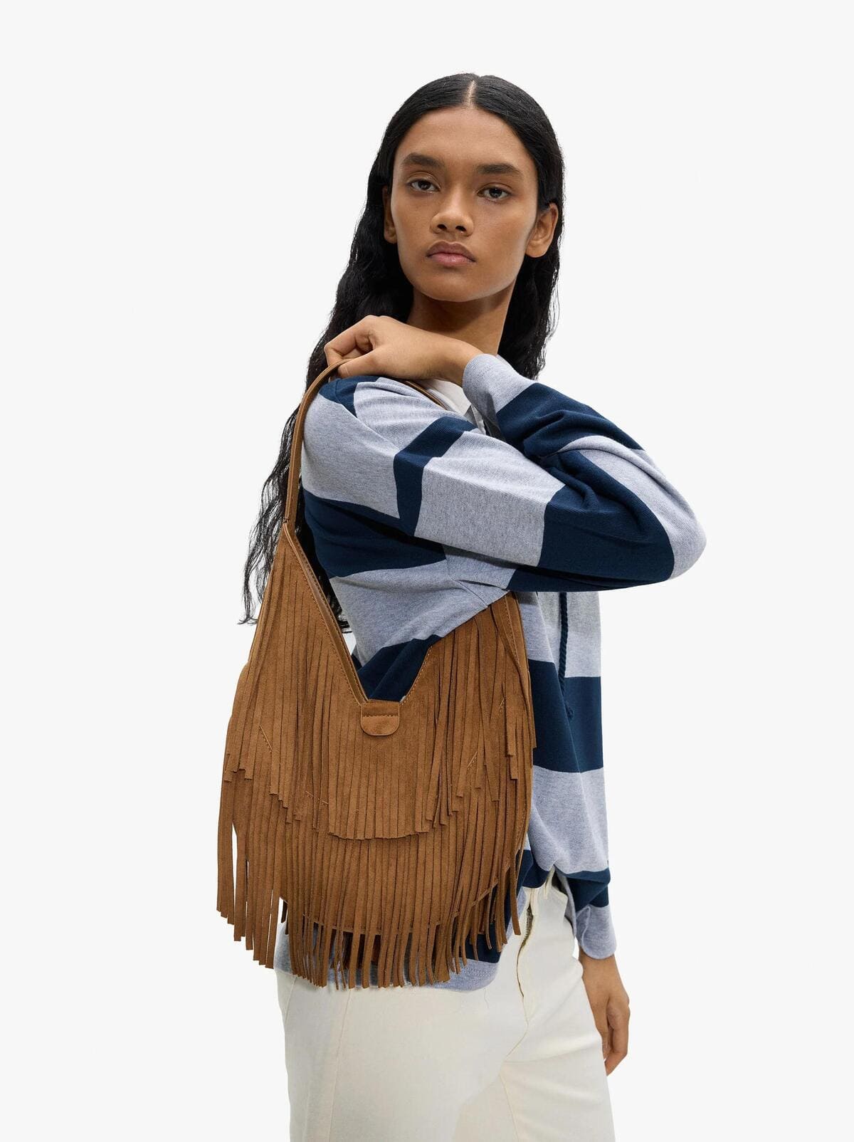 Bolso de hombro hobo con flecos