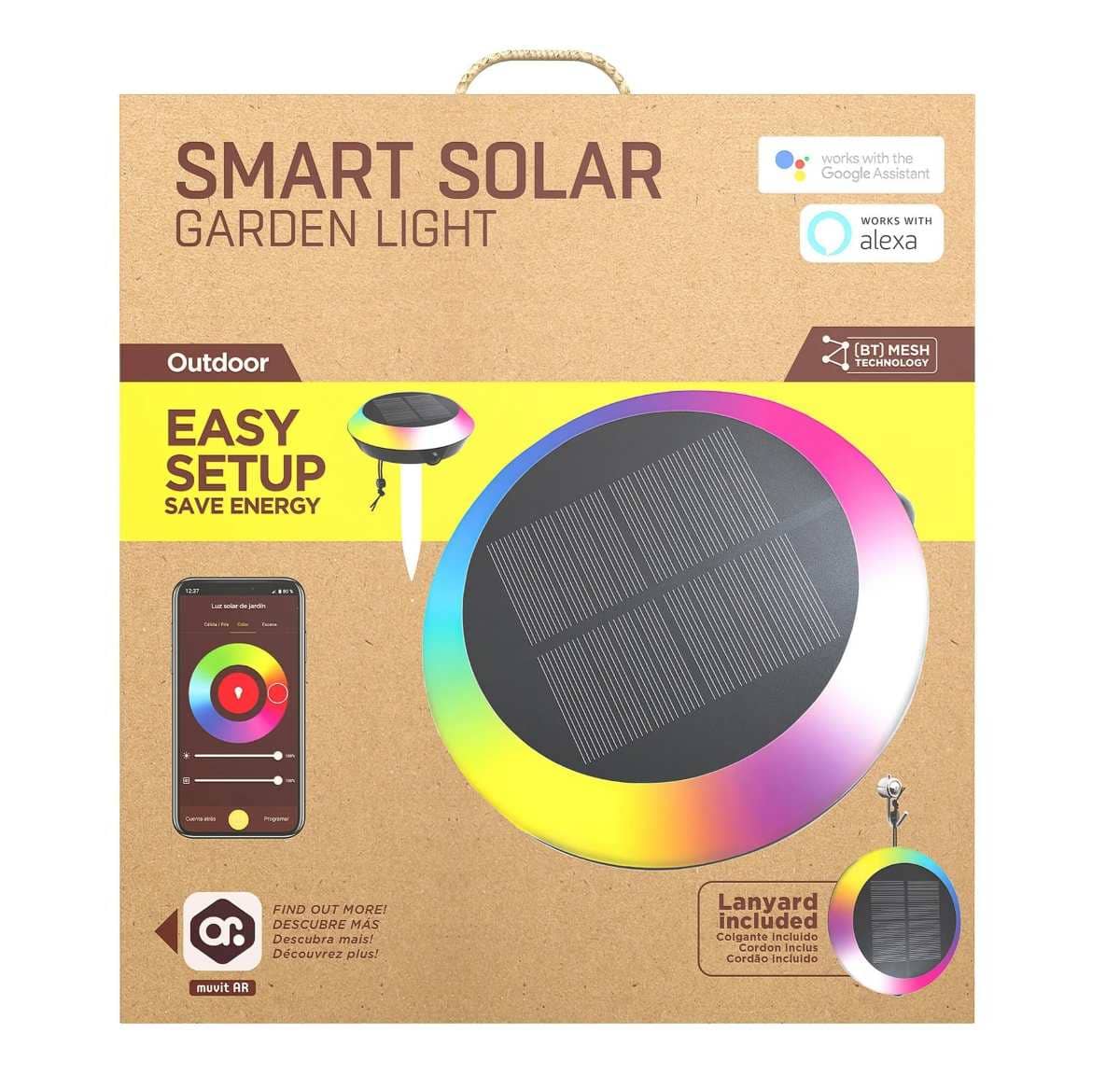 Baliza jardín solar exterior LED multicolor Mesh IP65 con mando a distancia y detector de movimiento en Leroy Merlin