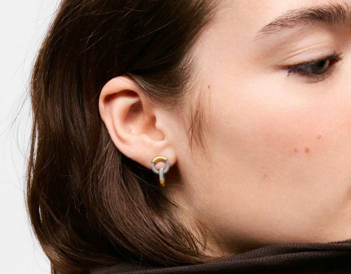 Pendientes cortos de acero y oro 14 kt TOUS Unlock