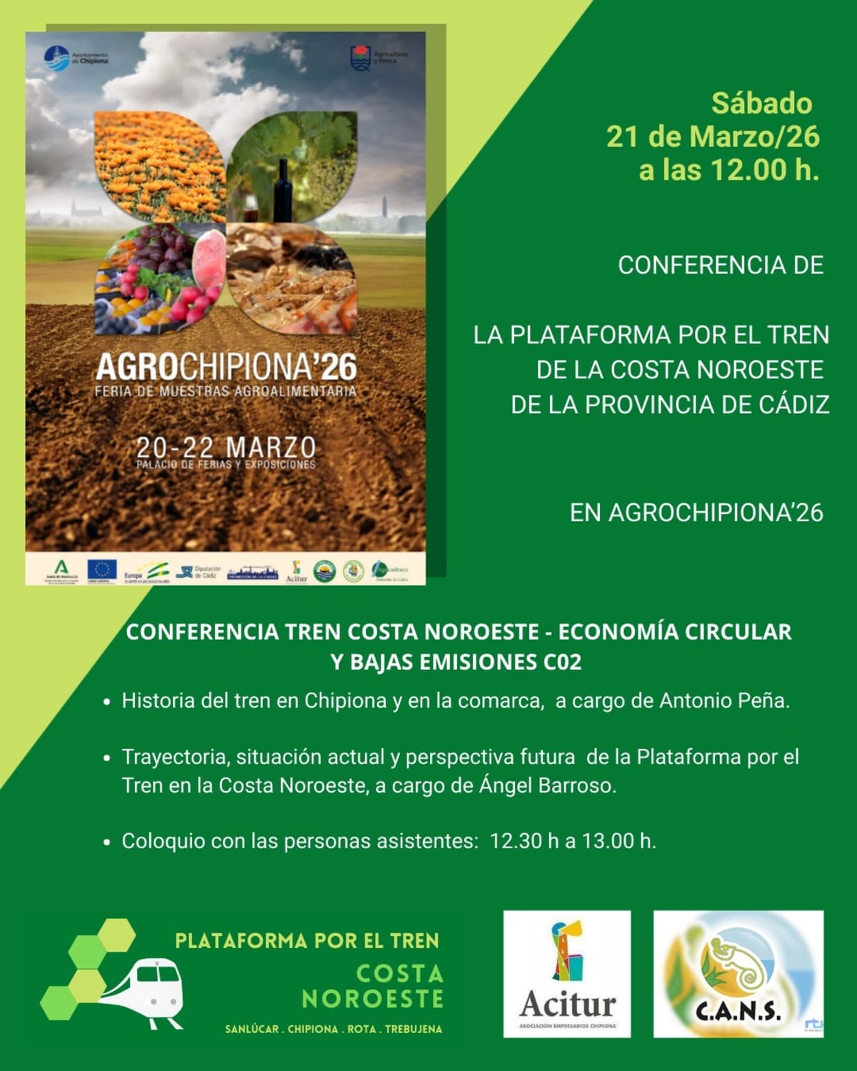 Cartel de la conferencia de la plataforma por el tren de la costa noroeste