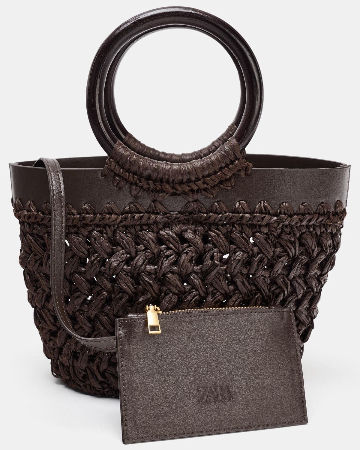 Bolso mini capazo rafia de Zara