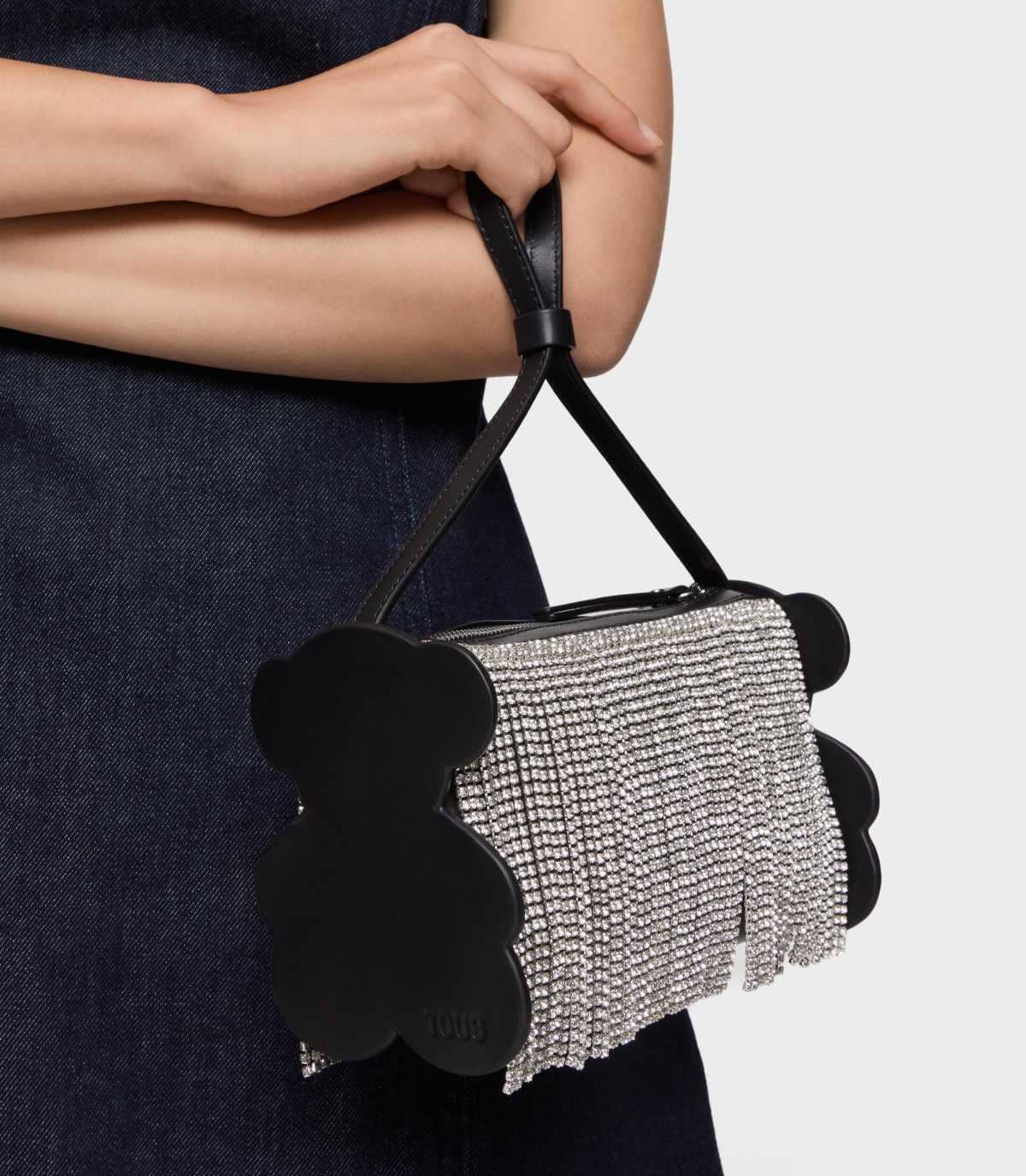 Bolso de hombro negro y blanco TOUS Salsi