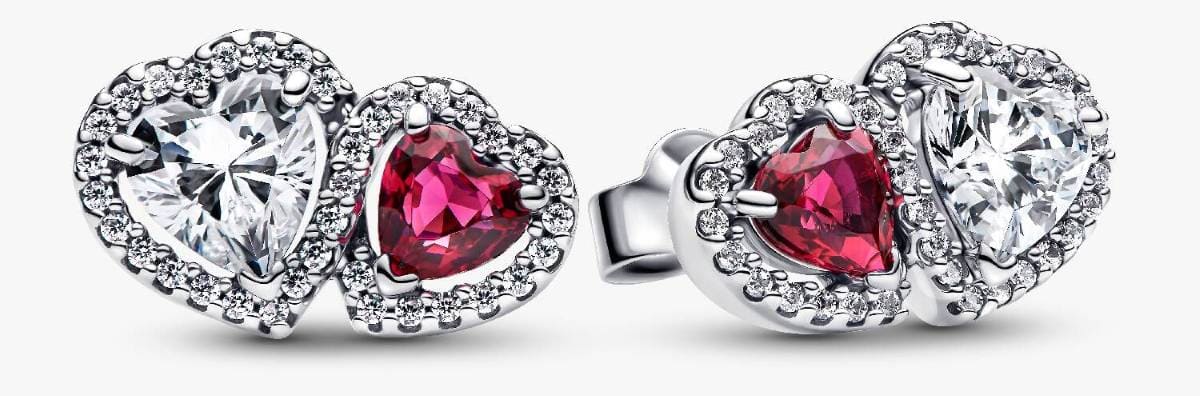 Pendientes de Botón Halo Corazones de Pandora