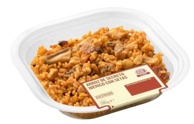 Arroz de secreto ibérico con setas, Hacendado