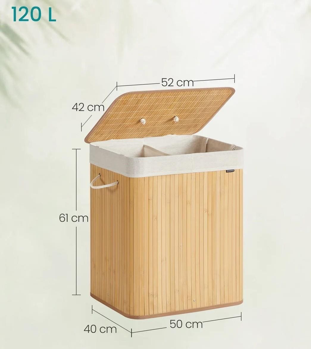 Cesto de la Ropa Sucia con Tapa 2 compartimentos 120 L de Leroy Merlin