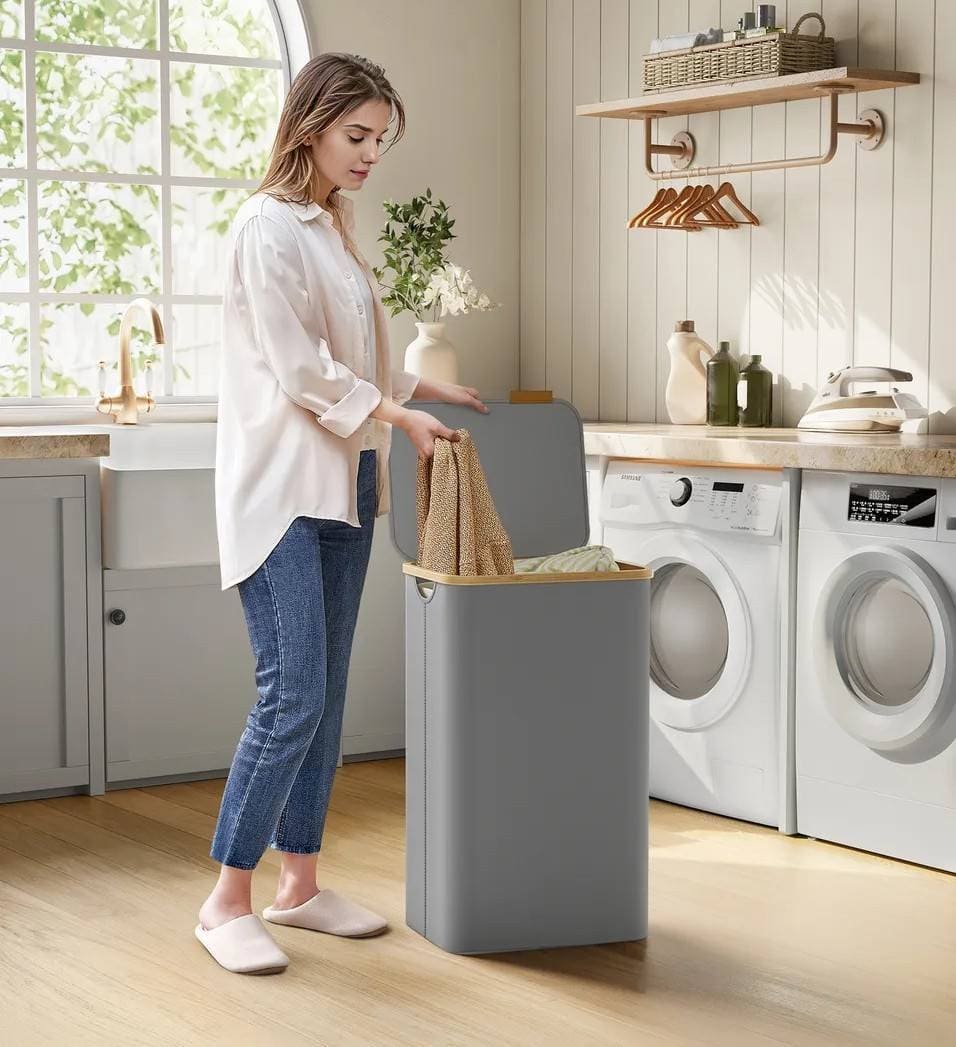 Cesto de Ropa Sucia con Tapa 90 L Forro de Malla Extraíble de Leroy Merlin