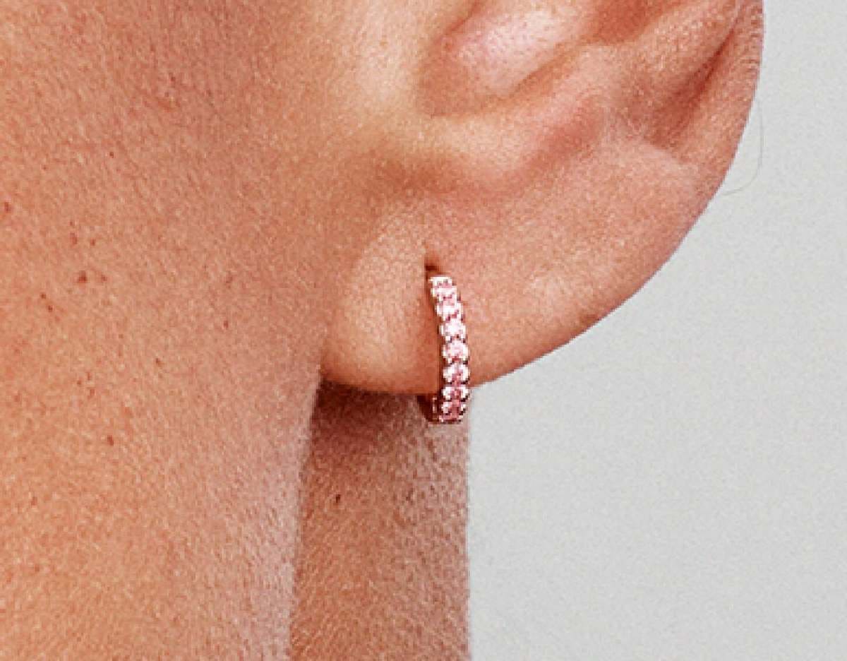 Pendientes de Aro Abrazo Rosa Brillantes de Pandora