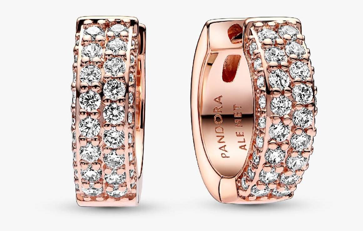 Pendientes de Aro Doble Fila de Pavé de Pandora