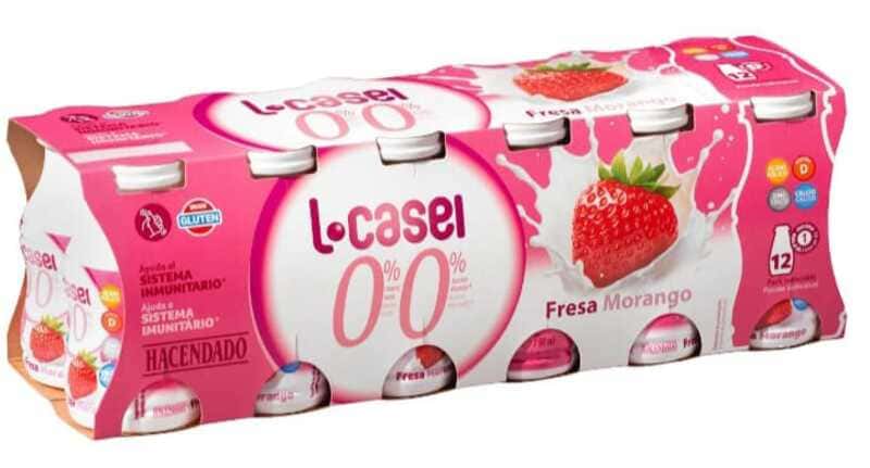 Bebida láctea desnatada de fresa L-casei 0 azúcares añadidos, Hacendado
