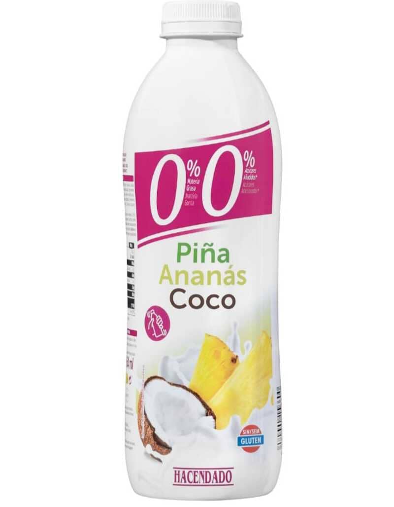 Yogur líquido desnatado sabor piña y coco Hacendado 0 azúcares añadidos
