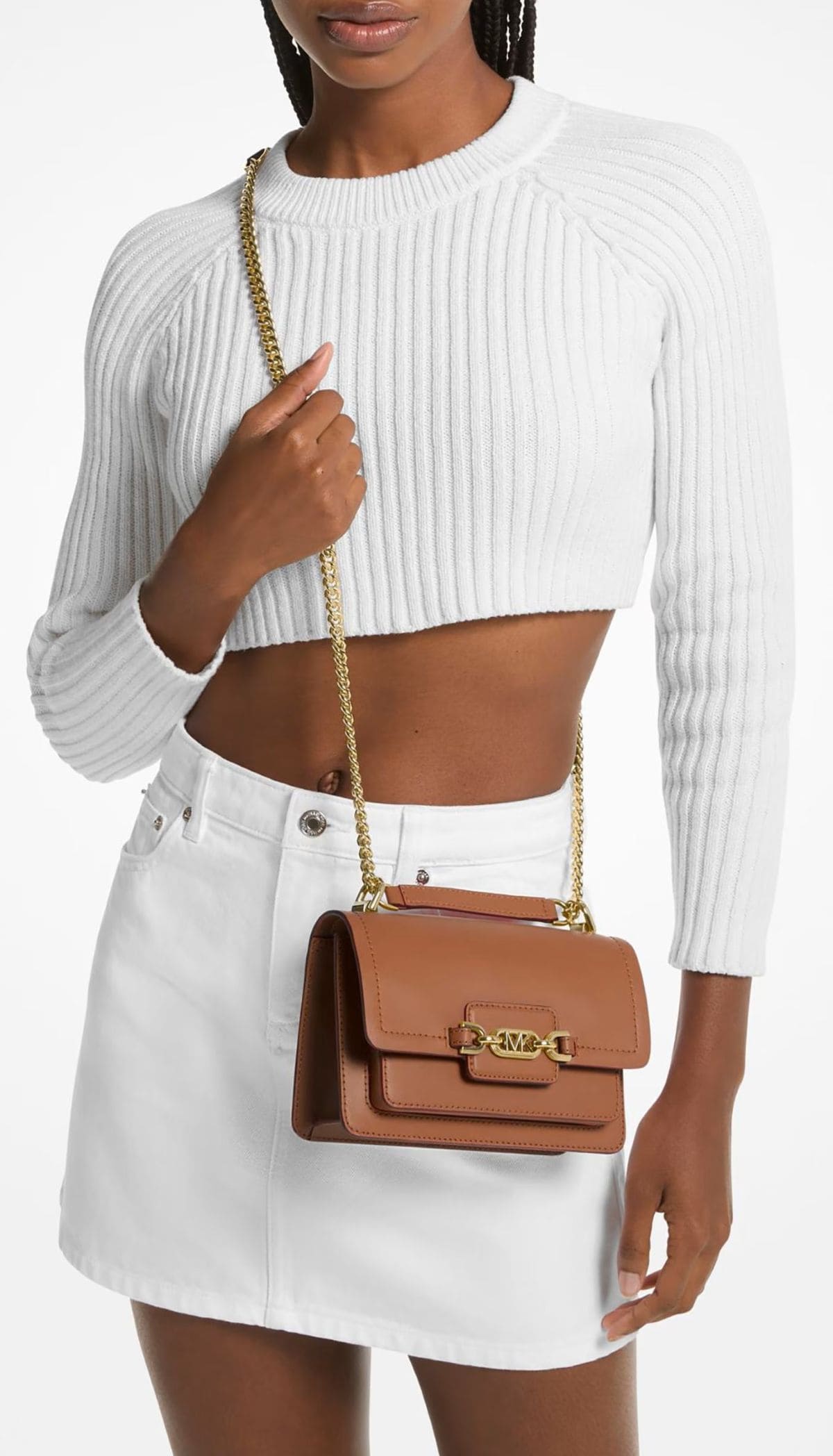Bolso bandolera Heather de piel con asa de cadena Michael Kors de El Corte Inglés