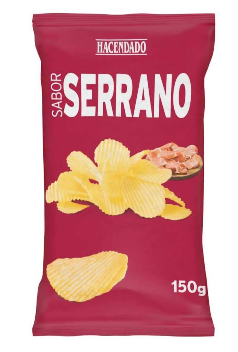Patatas fritas onduladas sabor jamón serrano, Hacendado