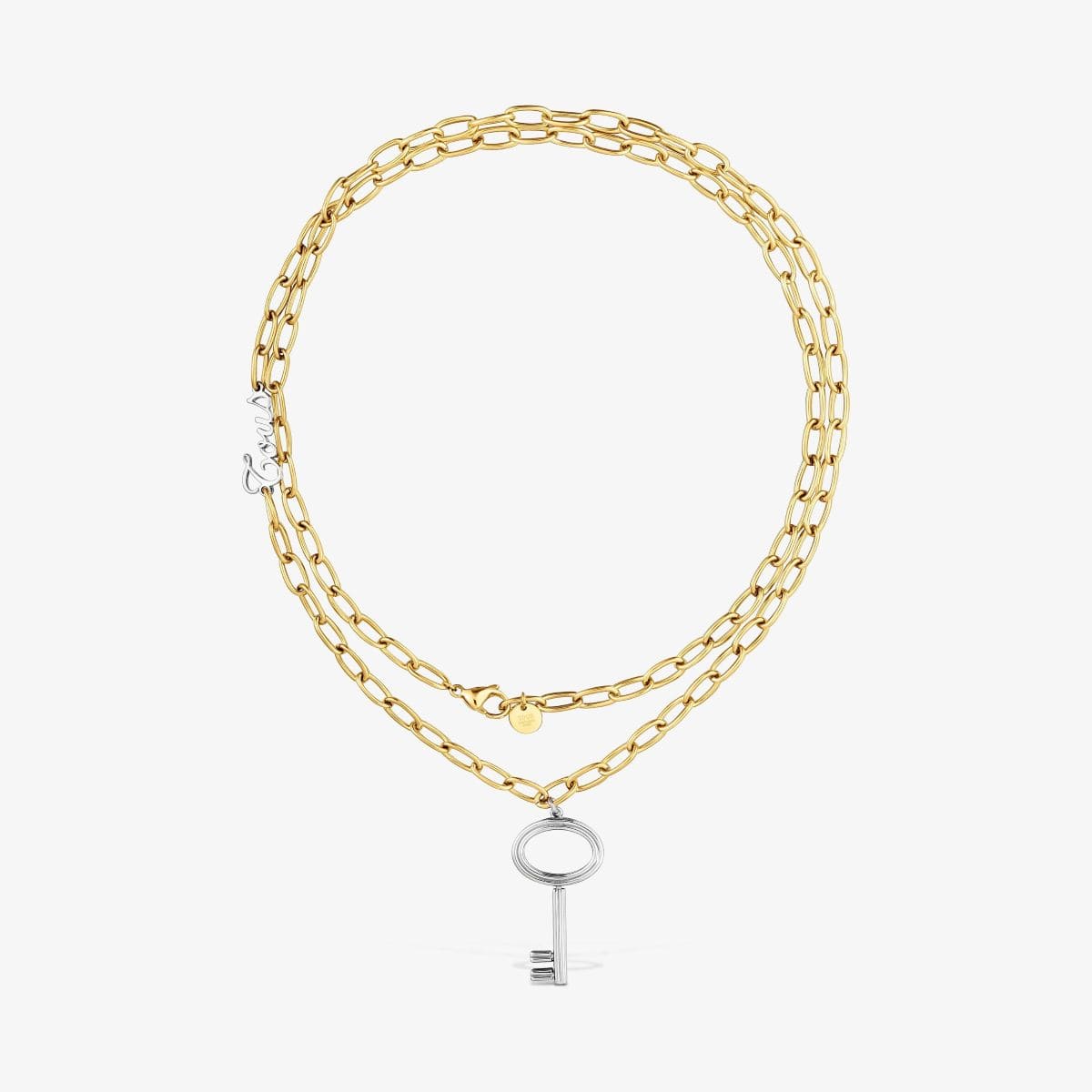 Collar largo cadena de acero bicolor y motivo llave TOUS Charming