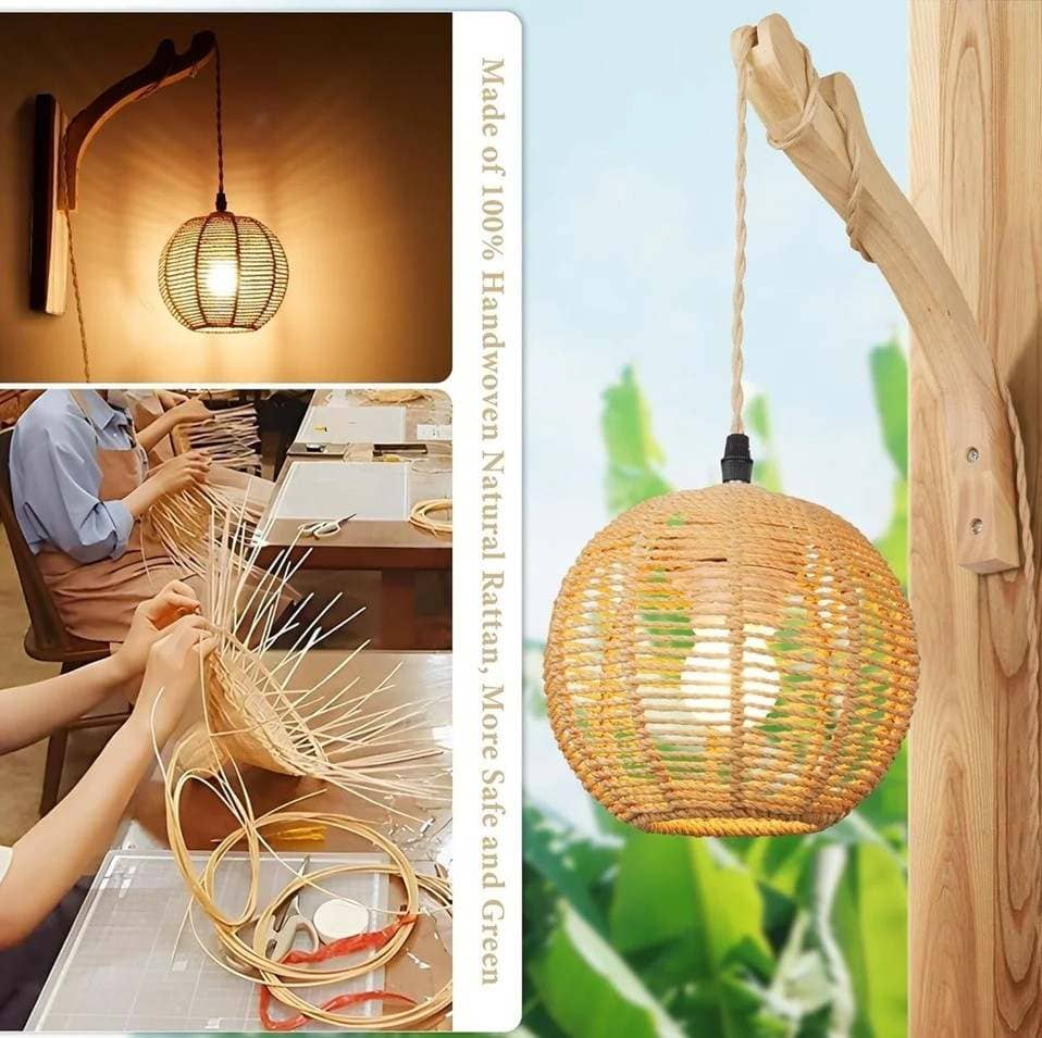 Lámpara de pared de noche de bambú tejido de estilo japonés retro de Leroy Merlin