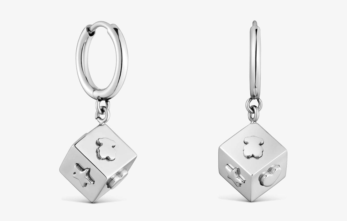 Pendientes de aro de acero y motivo cubo TOUS Charming