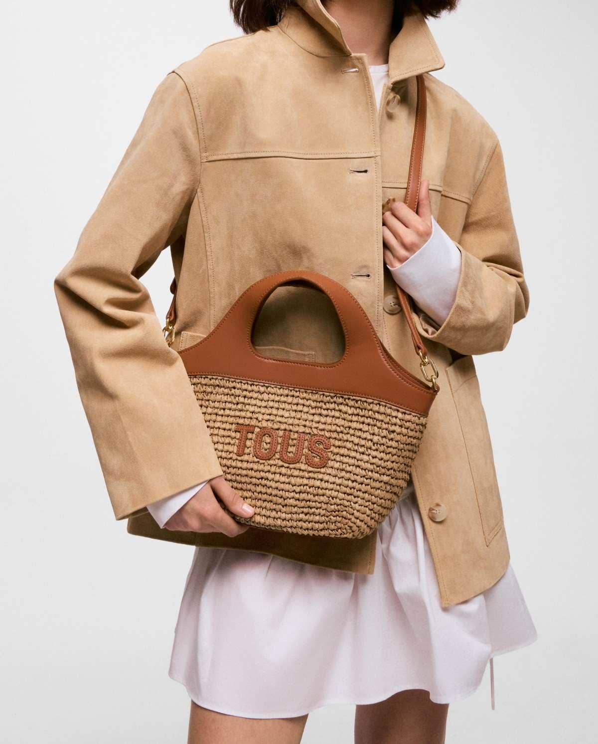 Capazo mediano camel TOUS Lirio Rafia