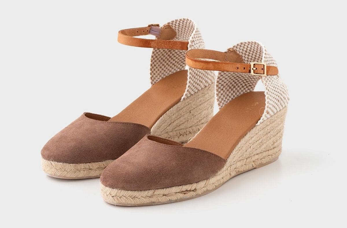 Sandalias con cuña de piel y yute de Mujer TEX de Carrefour