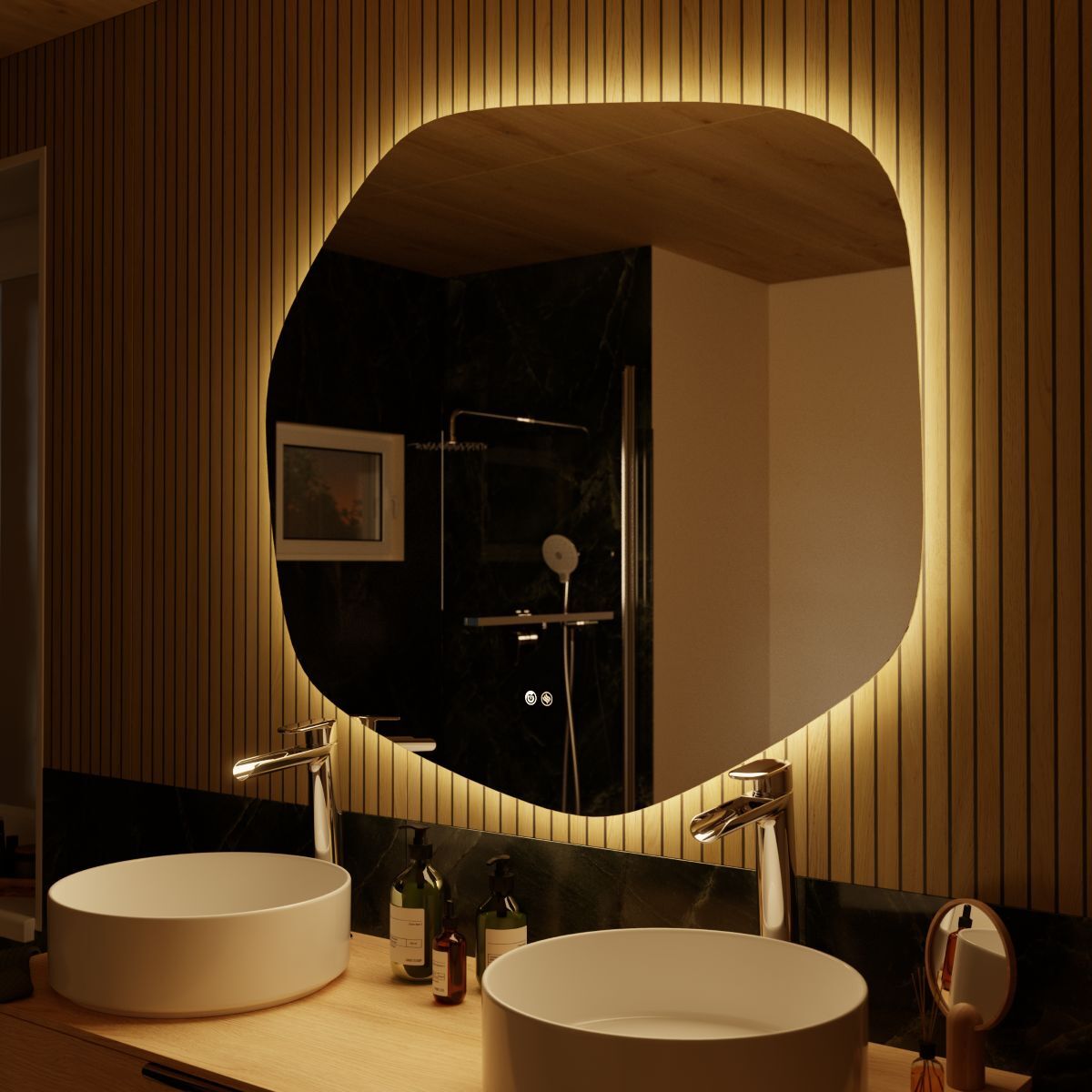 Espejo de baño con luz LED Modern Meteor de Leroy Merlin