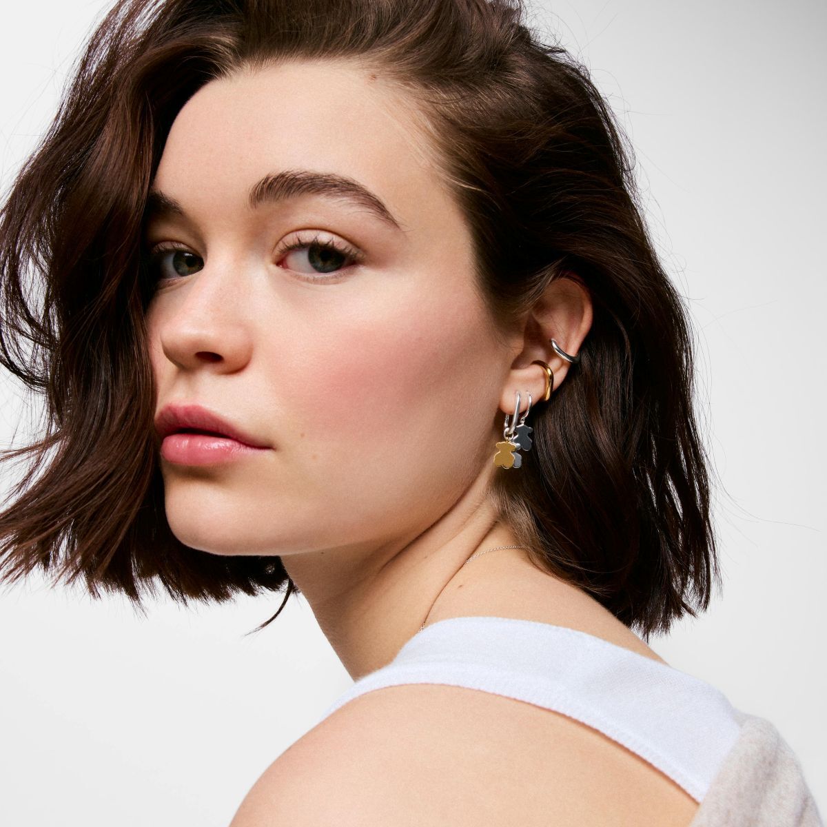 Pendientes de aro pequeños motivo oso bicolor Sweet Dolls de Tous