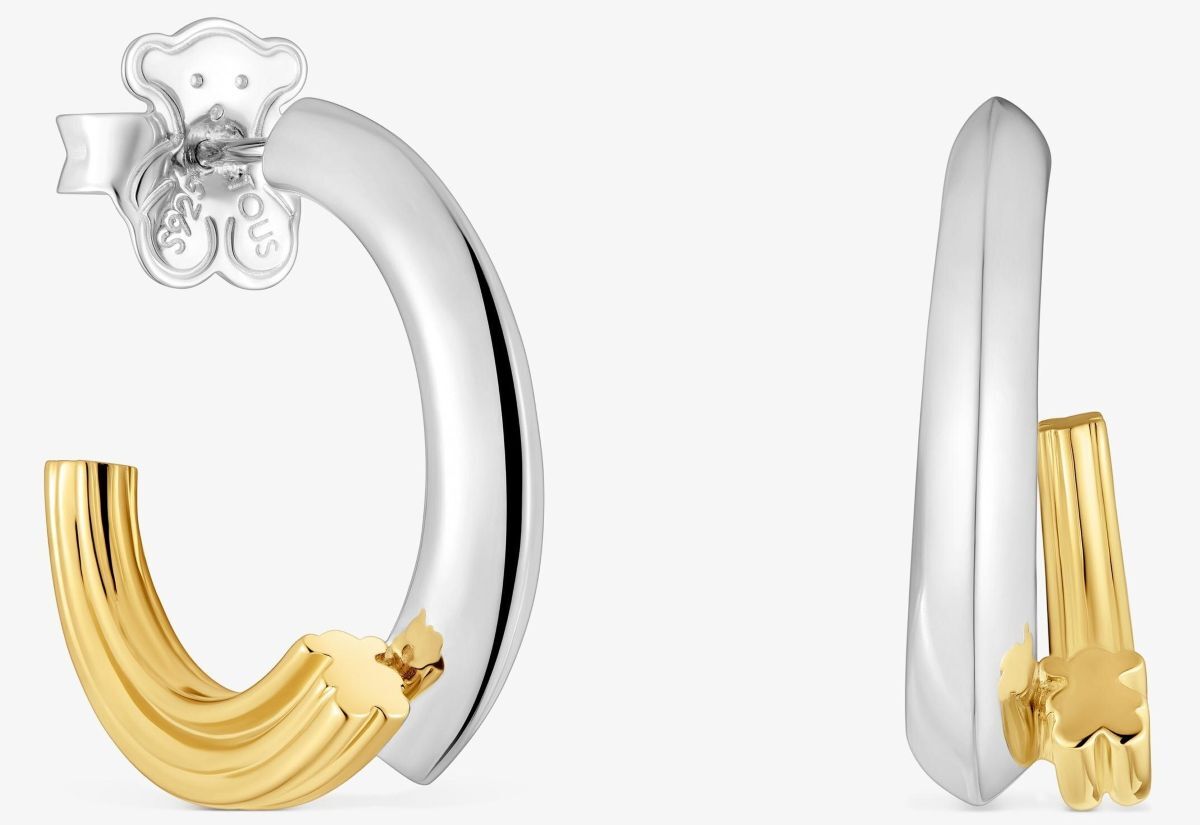 Pendientes de aro bicolor con motivo oso TOUS 1950