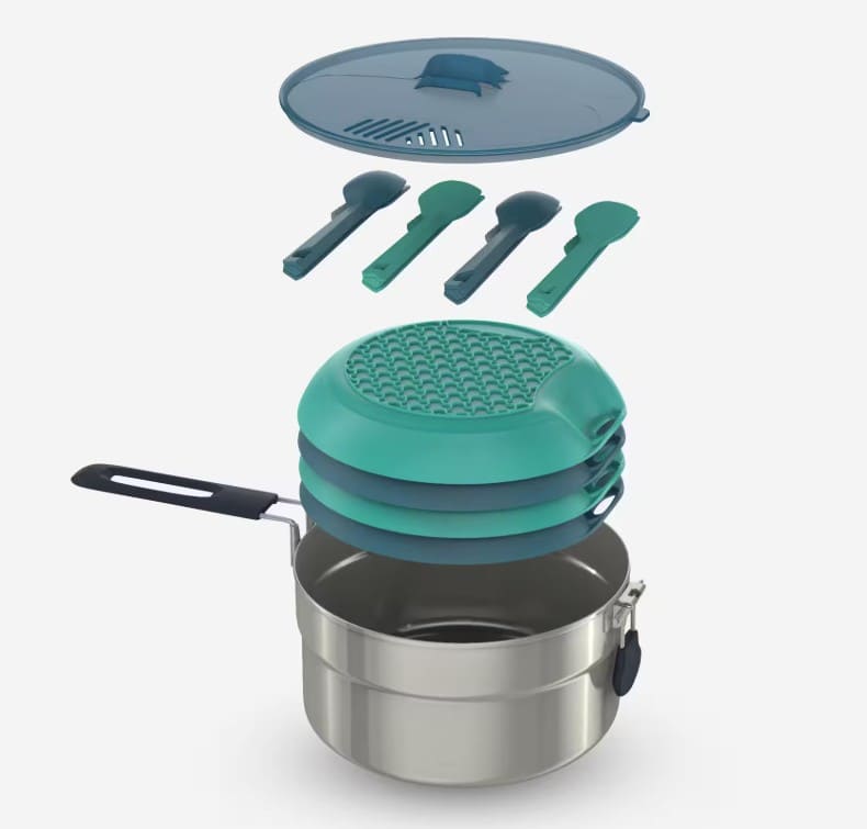 Fiambrera de camping 4 personas con 18 elementos acero inoxidable Quechua MH100 en Decathlon