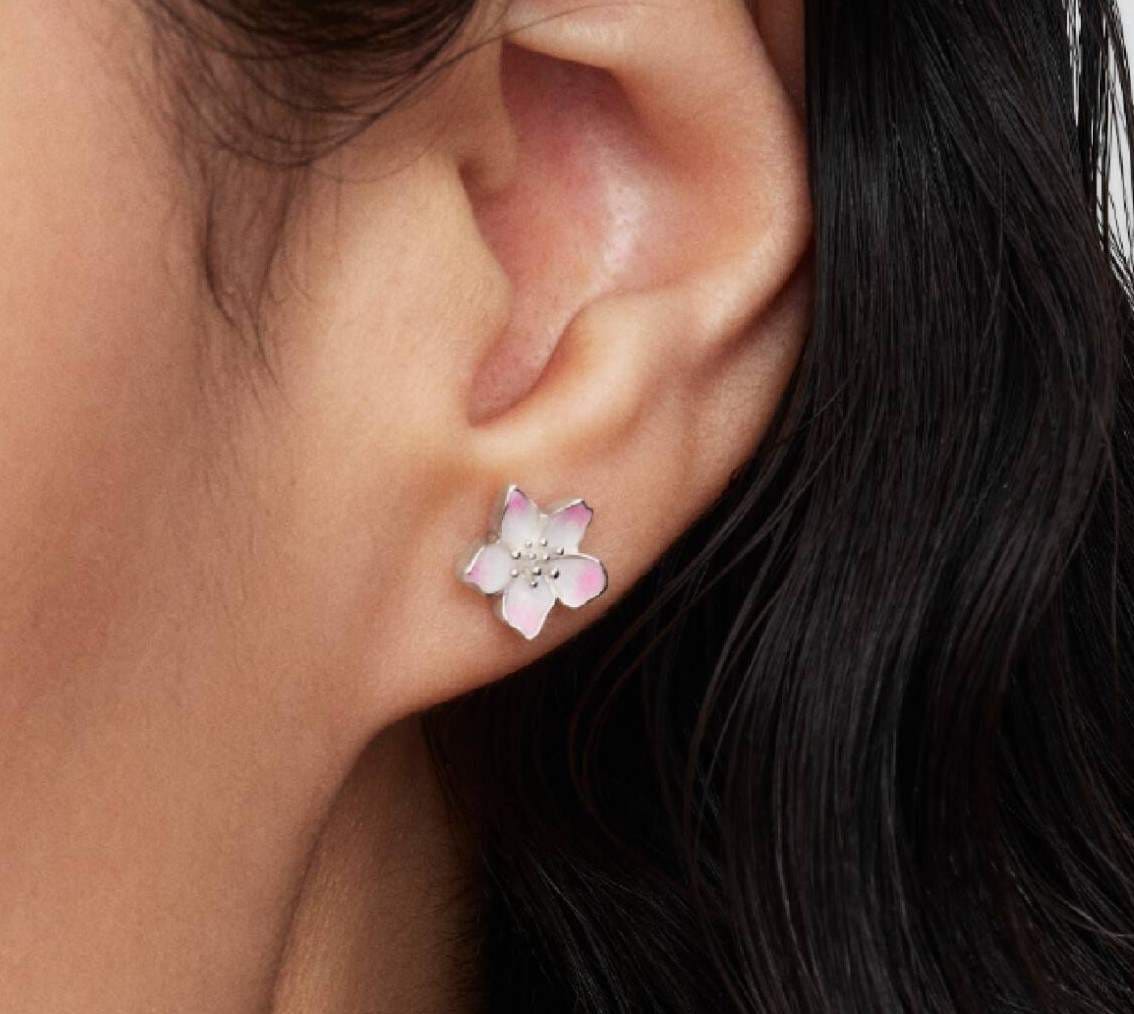 Pendientes de botón Flor de Cerezo de Pandora