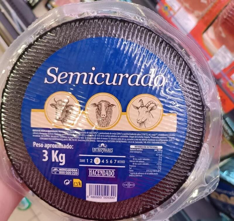 Queso semicurado mezcla, Hacendado