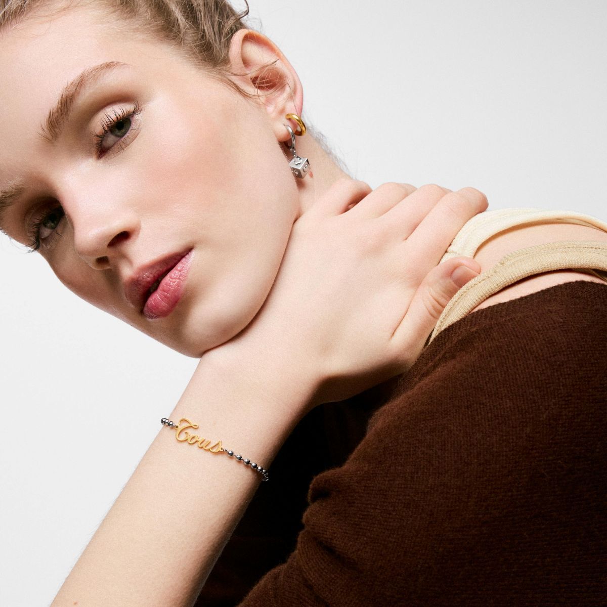 Pulsera cadena de acero bicolor y motivo corazón TOUS Charming