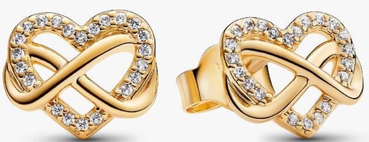 Pendientes de botón Corazón Infinito Brillante de Pandora