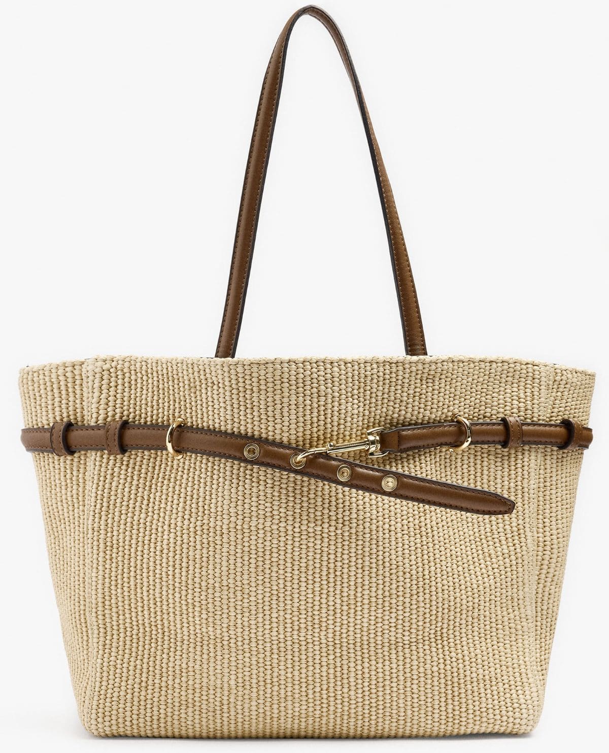 Bolso shopper efecto rafia detalle de cinturón de Parfois