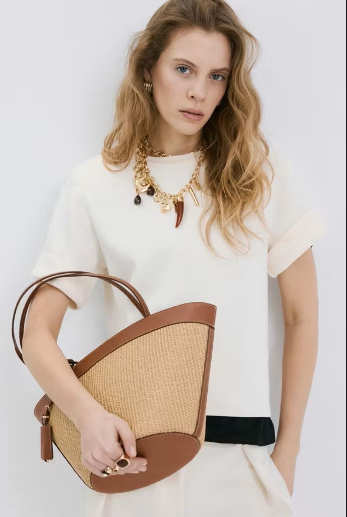 Bolso shopper canvas contraste de Mango
