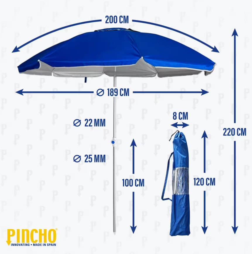 Sombrilla de Playa 2m UV50+ con Pincho de Aluminio de Decathlon