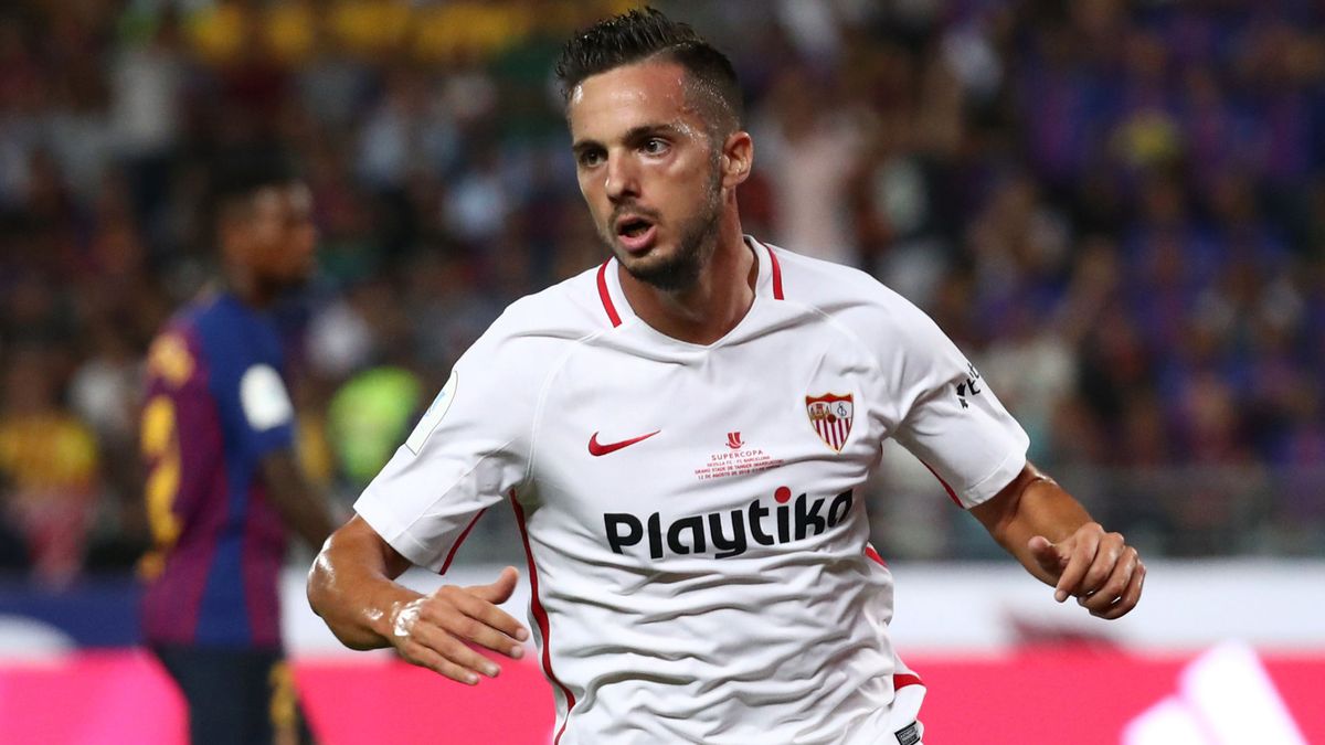 Pablo Sarabia en un partido con la elástica del Sevilla FC