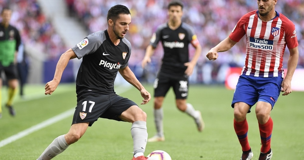 Pablo Sarabia en un Atlético de Madrid - Sevilla FC