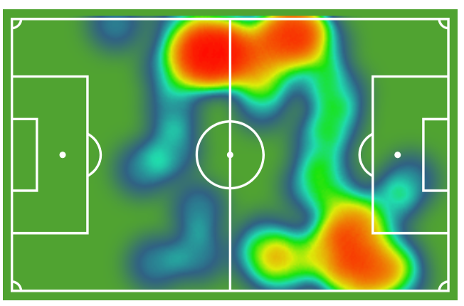 Mapa de calor de Jonathan Viera en el Granada CF - UD Almería