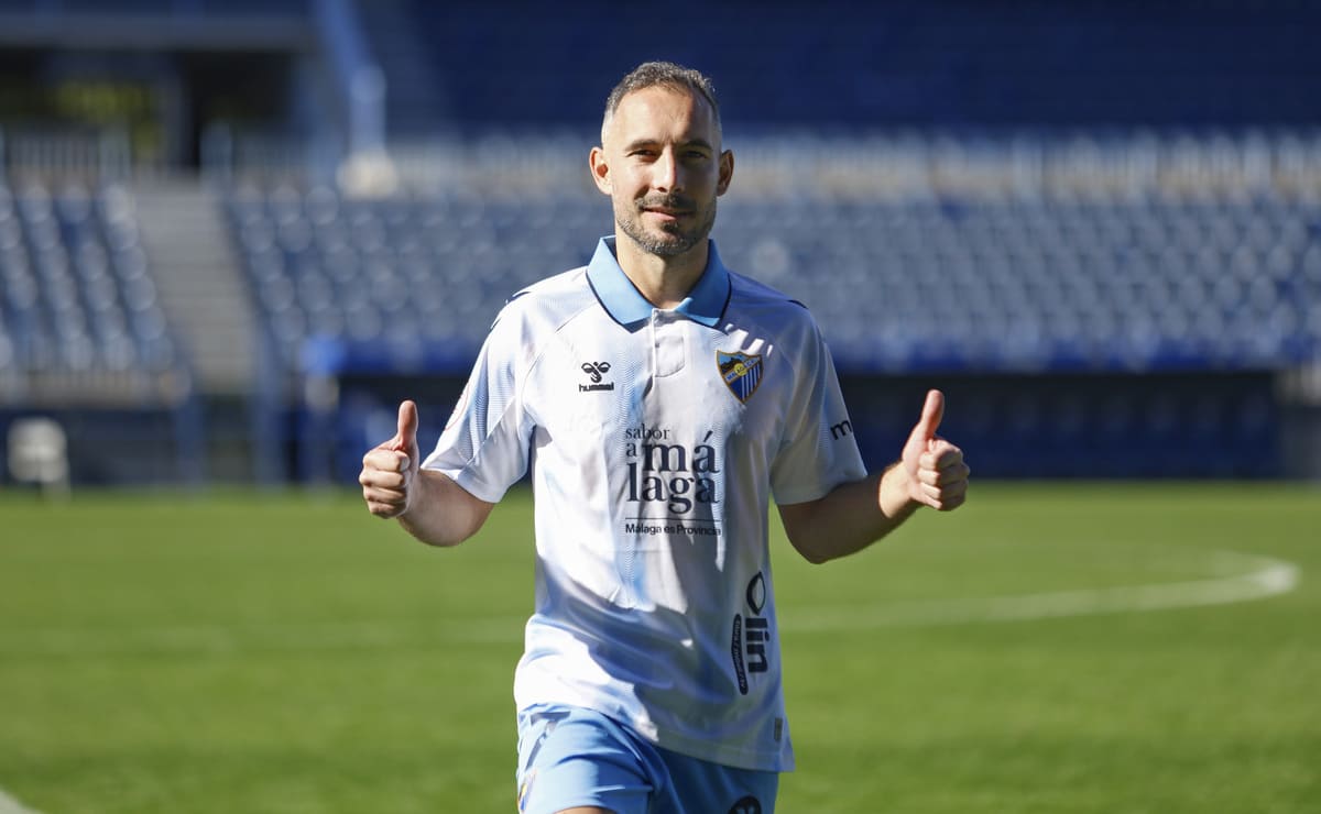 David Ferreiro en su presentación como jugador del Málaga CF