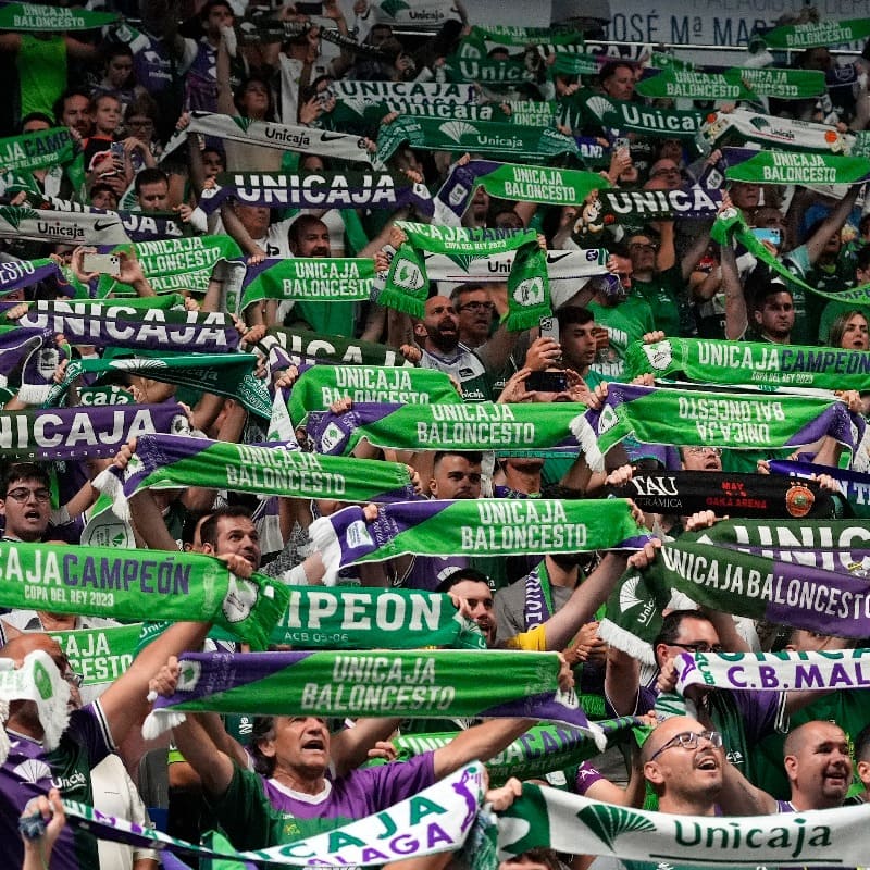 Aficionados del Unicaja Baloncesto en el Martín Carpena