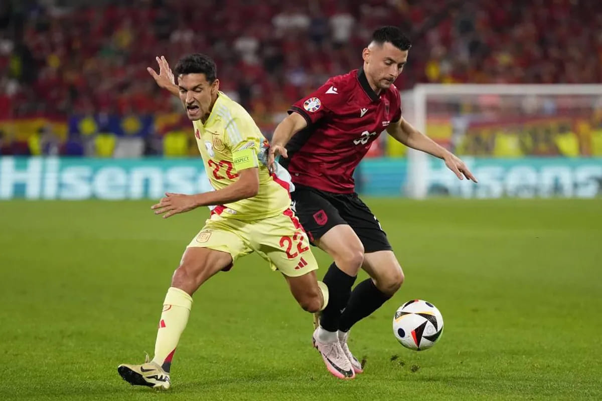 Jesús Navas durante el partido que enfrentó a España y Albania en la Eurocopa