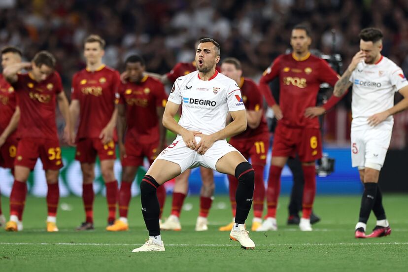 Joan Jordán durante la final de la Europa League que disputaron Sevilla FC y AS Roma