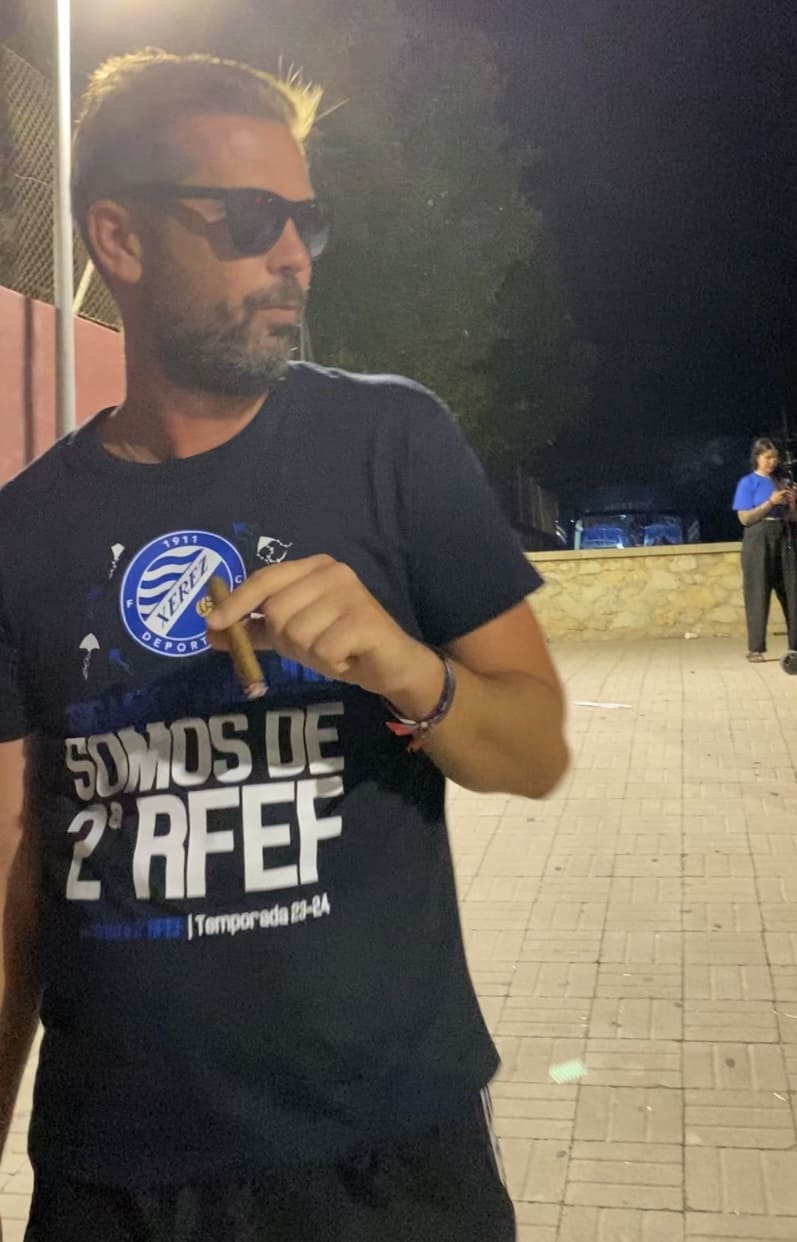 David Sánchez celebrando el ascenso del Xerez DFC