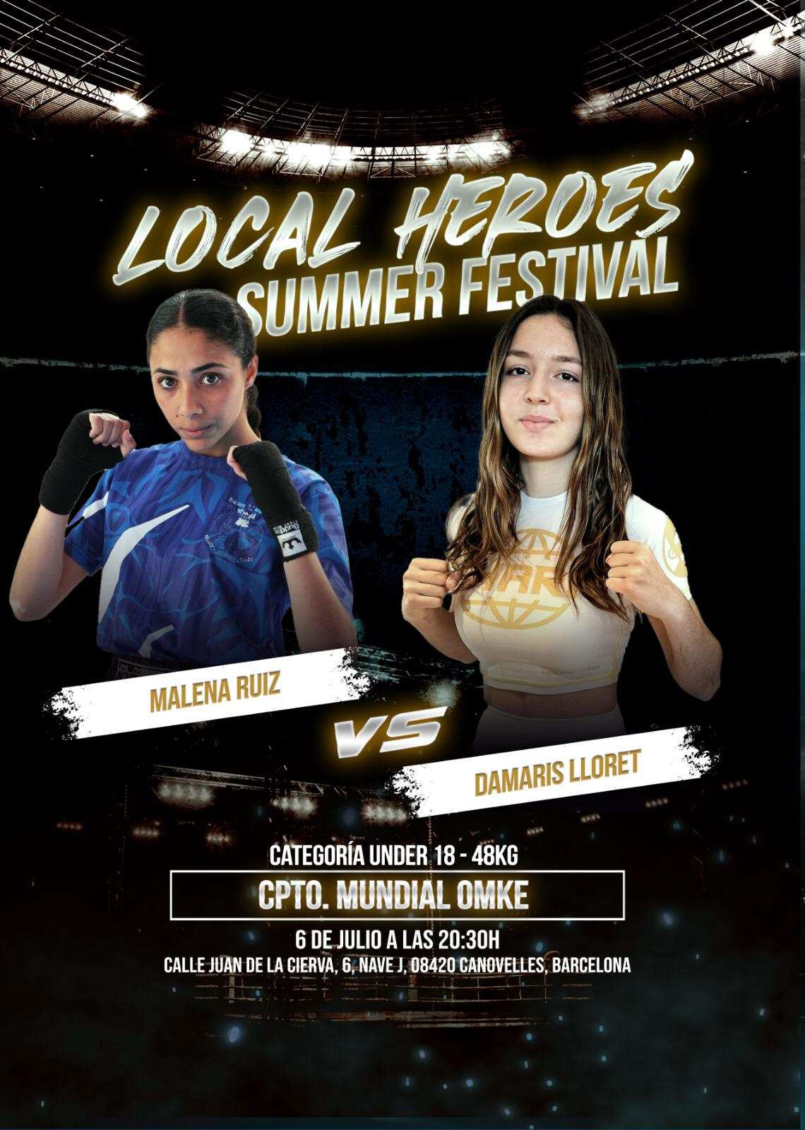 Cartel del combate entre Malena Ruiz y Damaris Lloret
