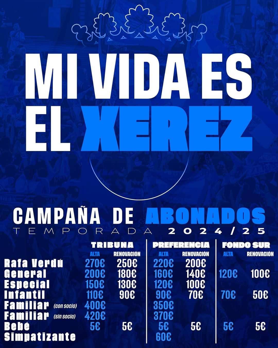 Tipos de abonos campaña de socios Xerez CD 2024/25