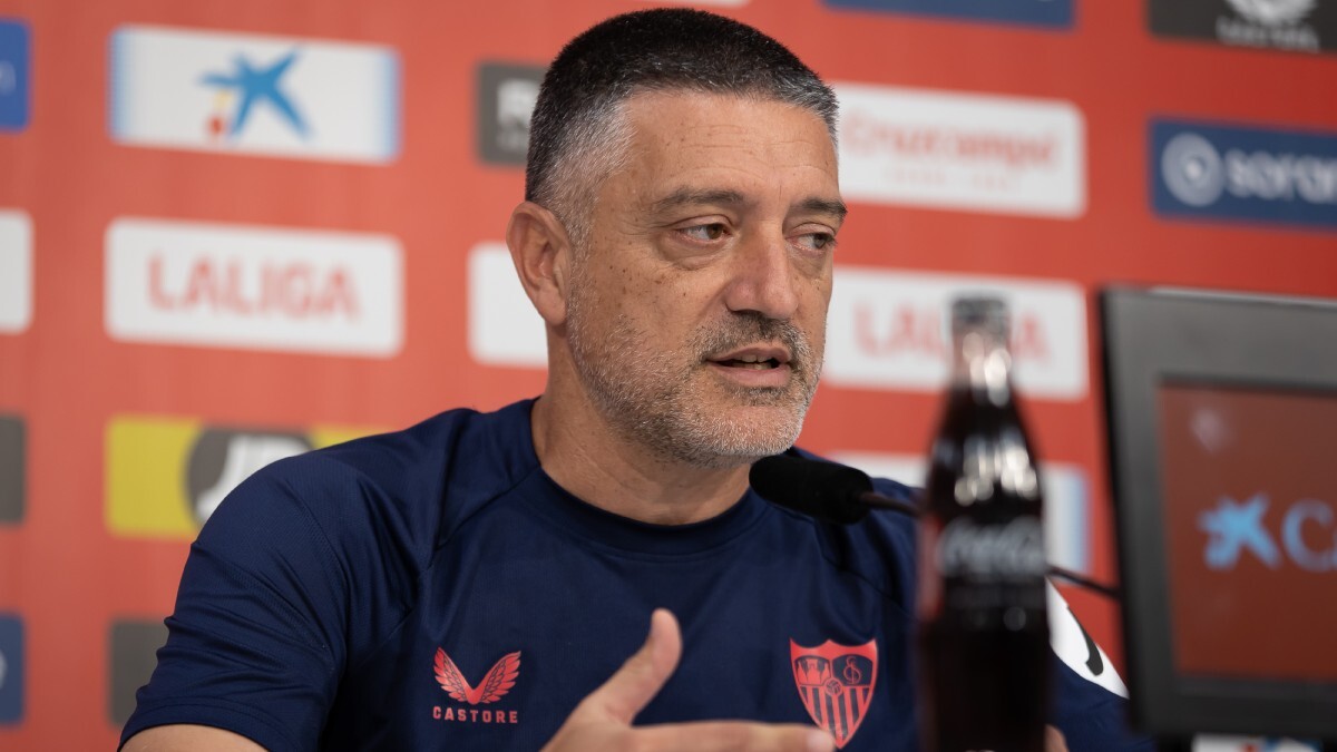 García Pimienta en la rueda de prensa previa al Sevilla FC - Getafe CF | Rafael Román para El MIRA