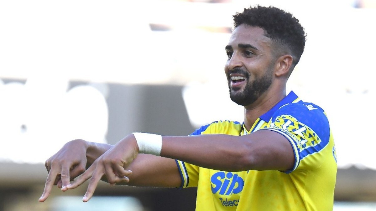 Chris Ramos celebra uno de sus goles anotados con el Cádiz CF ante el FC Cartagena | CCF